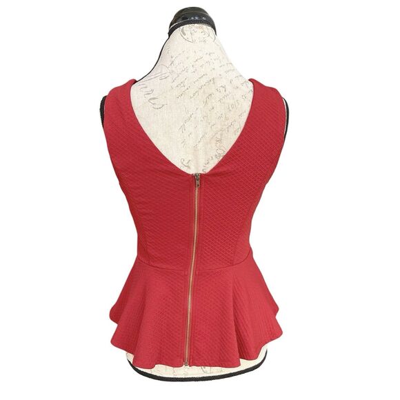 Forever 21 Womens Red Peplum Top  Medium Elegant Party Feminine Date Night Y2k - Picture 3 of 12